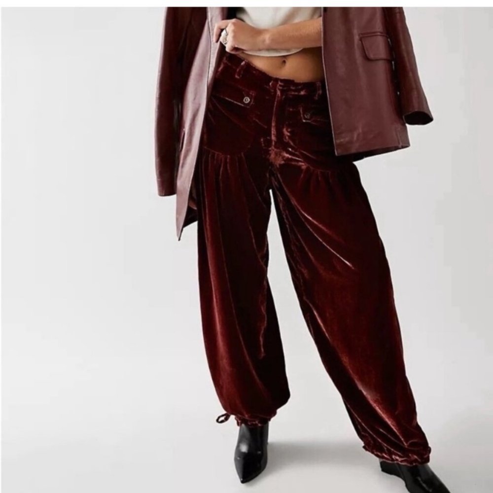 NWT Free People Velvet‎ Lotus Pants 27 Cinnamon Red boho Fargos